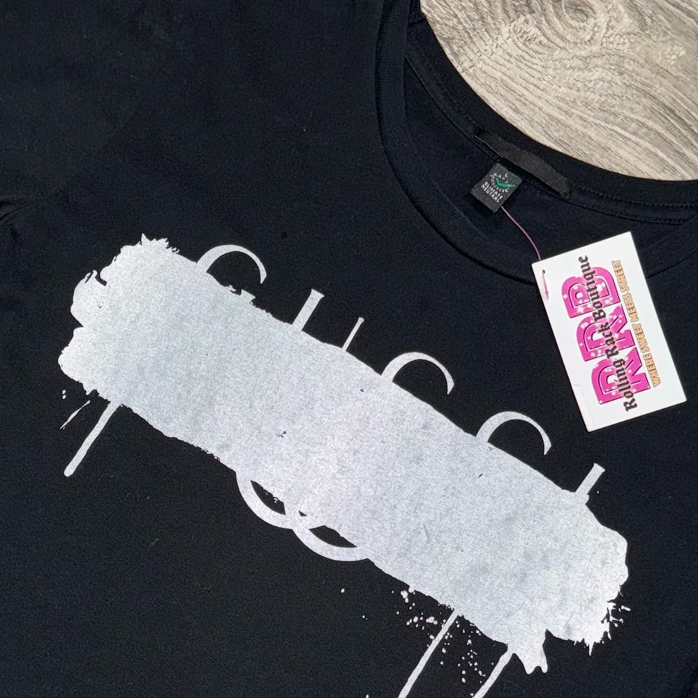 NWT GUCCI CROSSOUT BLACK LOGO TEE SHIRT L URBAN OUTFITTERS KITH - Picture 3 of 5